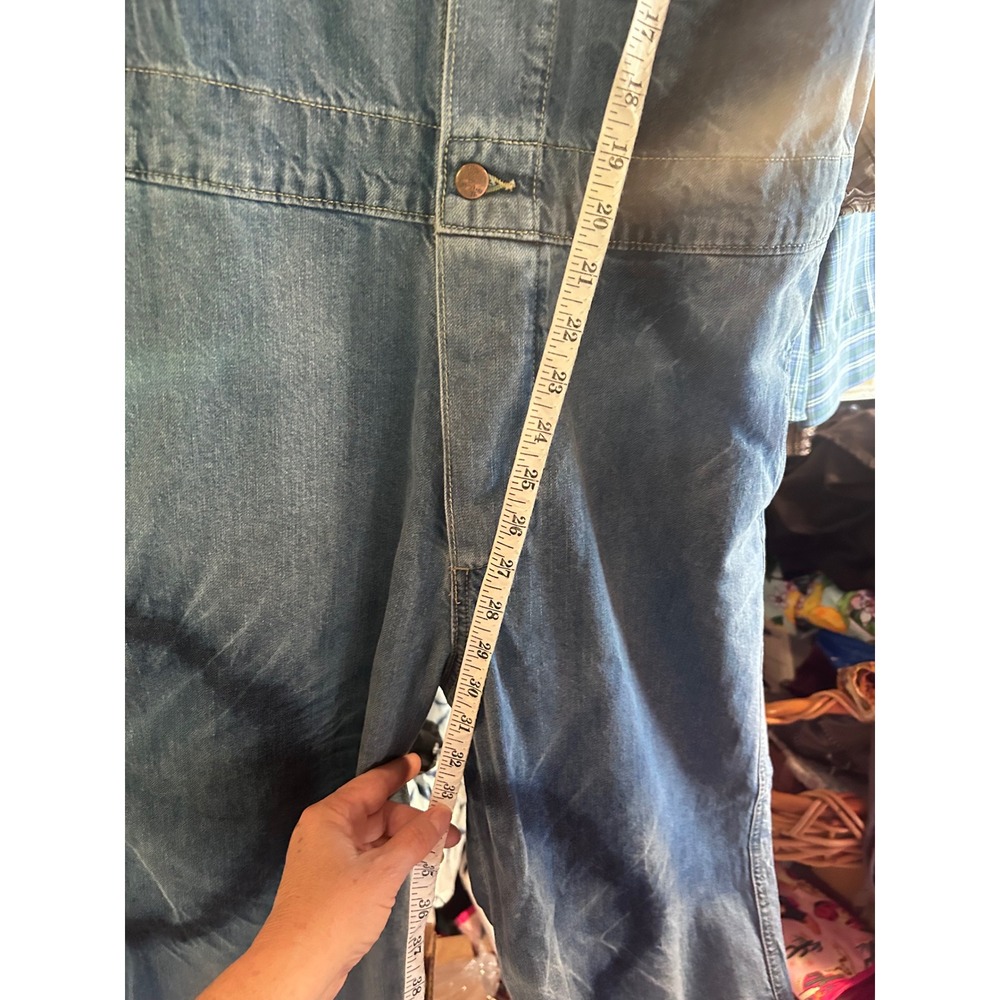 Wrangler Denim Jumpsuit Womens S Blue Tie Dye Circle Wide Leg Utility Western - Picture 4 of 12